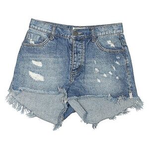 🔥 One Teaspoon High Waist Bonita Distressed Denim Shorts – Size 28 🔥